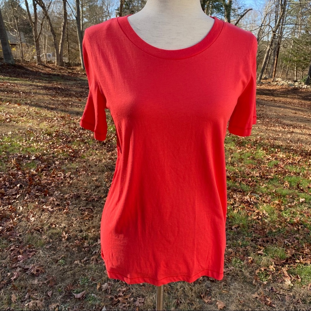 COS TOP TEE SHORT SLEEVE SALMON PINK ORANGE EUR XS